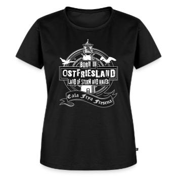 Ostfriesland - Born in /Heimat, Fanshirt, Geschenk - Frauen Premium Bio T-Shirt - Schwarz - Vorne - Selfina (174cm)