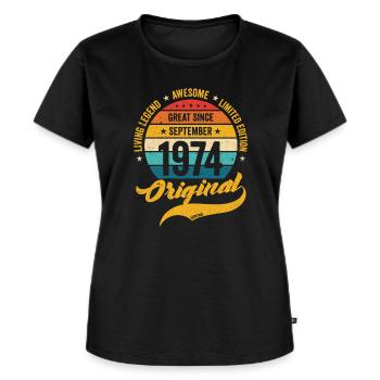 Rétro 50 ans septembre 1974 anniversaire vintage - T-shirt Premium bio Femme - noir - Devant - Selfina (174cm)