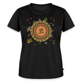 OM Goa Psylike Hippie Kleidung & Goa-Mode - Frauen Premium Bio T-Shirt - Schwarz - Vorne - Selfina (174cm)