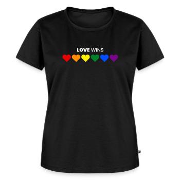 Regenbogen, LGBT, Rainbow, Gay Pride, Love Wins - Frauen Premium Bio T-Shirt - Schwarz - Vorne - Selfina (174cm)