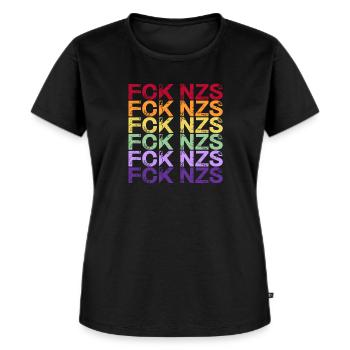 Contre les Nazis - FCK NZS - Contre la droite - Spécial - T-shirt Premium bio Femme - noir - Devant - Selfina (174cm)