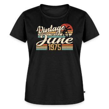 Juni 1975 Jubiläum 1975 Retro 1975 Juni 1975 - Frauen Premium Bio T-Shirt - Schwarz - Vorne - Selfina (174cm)