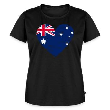 Australia Flag Heart - Women's Premium Organic T-shirt - black - Front - Selfina (174cm)