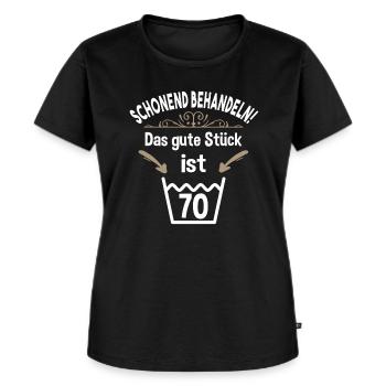 70. Geburtstag 70 Jahre Schonend Behandeln 70 - Frauen Premium Bio T-Shirt - Schwarz - Vorne - Selfina (174cm)