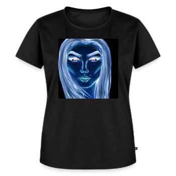 Frau Symbol Gesicht Kunst Zeichnung - Frauen Premium Bio T-Shirt - Schwarz - Vorne - Selfina (174cm)