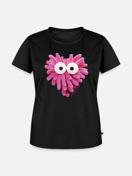 Wisch Herz - Frauen Premium Bio T-Shirt - Schwarz