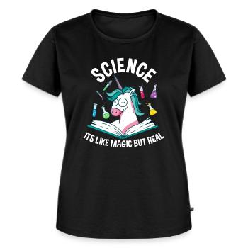 Science Is Like Magic But Real Unicorn - Frauen Premium Bio T-Shirt - Schwarz - Vorne - Selfina (174cm)