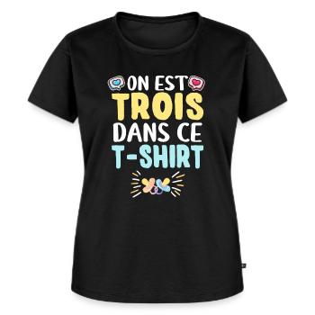 Bientôt Maman Annonce Grossesse Jumelles Jumeaux - T-shirt Premium bio Femme - noir - Devant - Selfina (174cm)