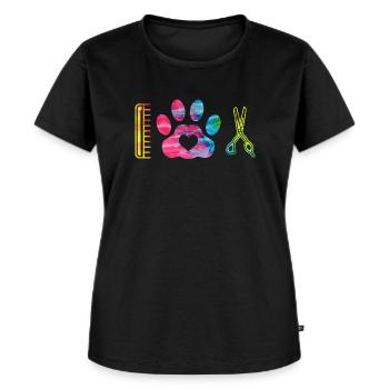 Love Hunde Friseur Shirt - Frauen Premium Bio T-Shirt - Schwarz - Vorne - Selfina (174cm)