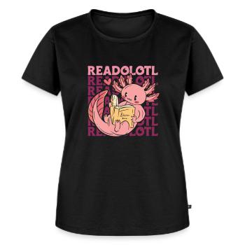 Redolotl Shirt Gift Library Livres - T-shirt Premium bio Femme - noir - Devant - Selfina (174cm)