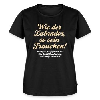 Wie Der Labrador So Sein Frauchen. - Frauen Premium Bio T-Shirt - Schwarz - Vorne - Selfina (174cm)