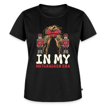 Weihnachten Xmas Spruch In My Nutcracker Era - Frauen Premium Bio T-Shirt - Schwarz - Vorne - Selfina (174cm)