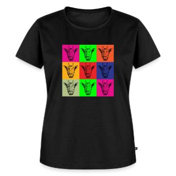 Retro Giraffen Lustiges Giraffen Geschenk - Frauen Premium Bio T-Shirt - Schwarz - Vorne - Selfina (174cm)