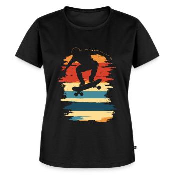 Skateboard Retro vintage Skating Skateboarding - Frauen Premium Bio T-Shirt - Schwarz - Vorne - Selfina (174cm)