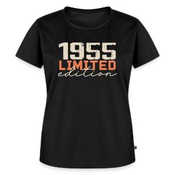Jahrgang 1955 | Jahrgang 1955 Retro Jubiläum - Frauen Premium Bio T-Shirt - Schwarz - Vorne - Selfina (174cm)