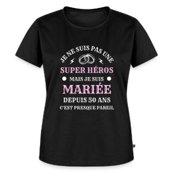 50 ans de mariage femme humour mariée cadeau drole - T-shirt Premium bio Femme - noir - Devant - Selfina (174cm)