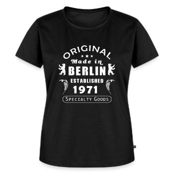 made_in_berlin1971_02 - Frauen Premium Bio T-Shirt - Schwarz - Vorne - Selfina (174cm)