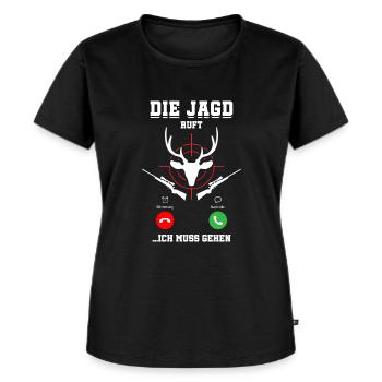 Die Jagd Ruft An Jäger - Frauen Premium Bio T-Shirt - Schwarz - Vorne - Selfina (174cm)
