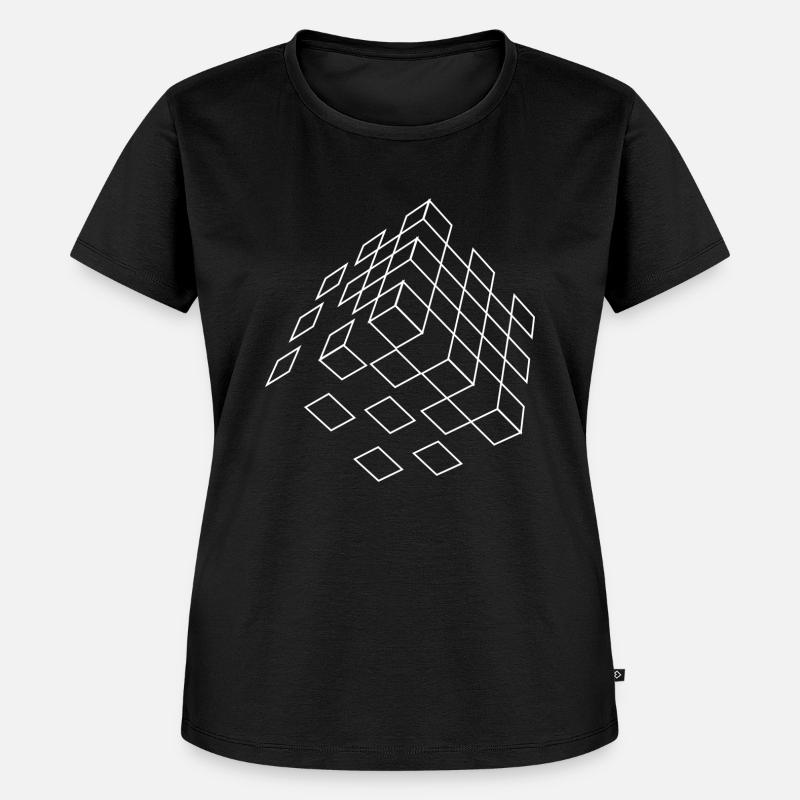 Cubic Wireframe sort design - Premium økologisk T-shirt til kvinder - sort