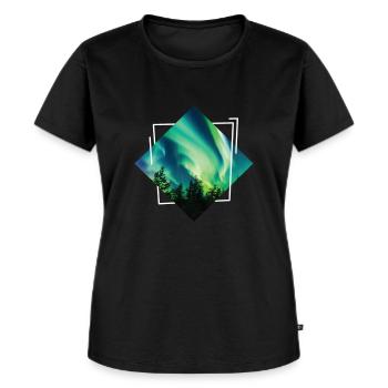 Polarlicht Nordlichter Aurora Borealis - Frauen Premium Bio T-Shirt - Schwarz - Vorne - Selfina (174cm)