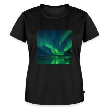 Aurora Borealis Polarlicht Nordlichter - Frauen Premium Bio T-Shirt - Schwarz - Vorne - Selfina (174cm)