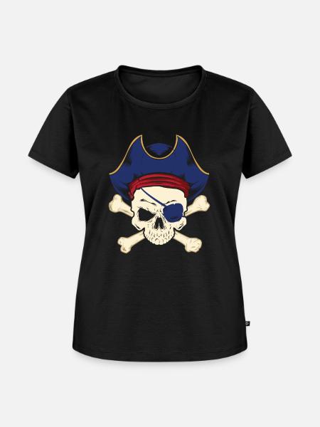 Piraten Augenklappe Pirat Seeräuber - Frauen Premium Bio T-Shirt - Schwarz