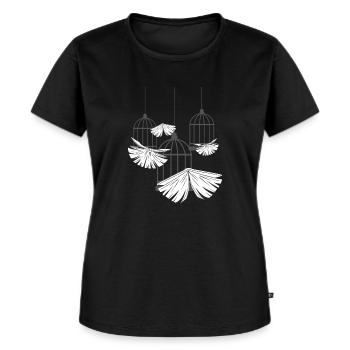 Livres volants Amateurs de livres Livres Lecture de livres - T-shirt Premium bio Femme - noir - Devant - Selfina (174cm)