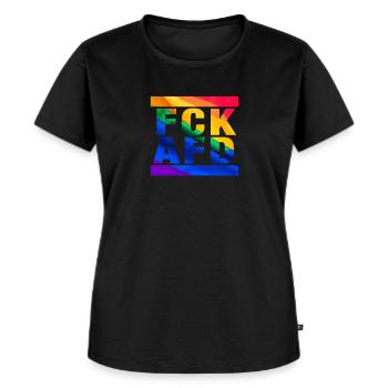 Contre les nazis - FCK AFD - Contre la droite - LGBTQ - T-shirt Premium bio Femme - noir - Devant - Selfina (174cm)