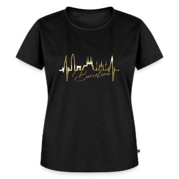 Barcelona Skyline Spanien Herzschlag Fan Barcelona - Frauen Premium Bio T-Shirt - Schwarz - Vorne - Selfina (174cm)