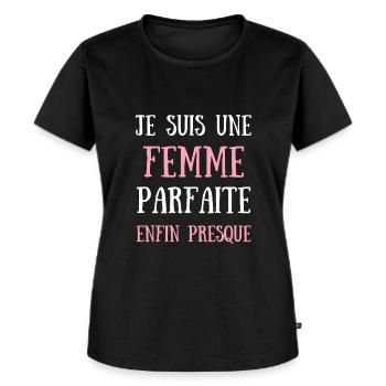 femme parfaite humour saint valentin couple cadeau - T-shirt Premium bio Femme - noir - Devant - Selfina (174cm)