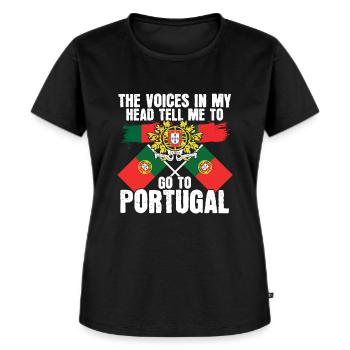 Portugal - Frauen Premium Bio T-Shirt - Schwarz - Vorne - Selfina (174cm)