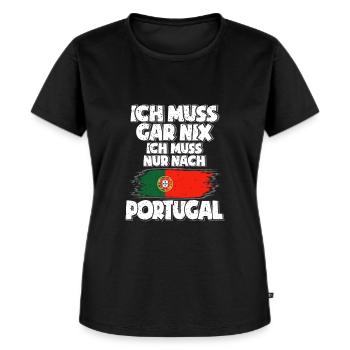 Portugal - Frauen Premium Bio T-Shirt - Schwarz - Vorne - Selfina (174cm)
