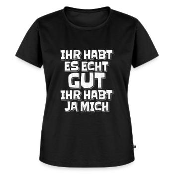 Lustiger Spruch - Frauen Premium Bio T-Shirt - Schwarz - Vorne - Selfina (174cm)