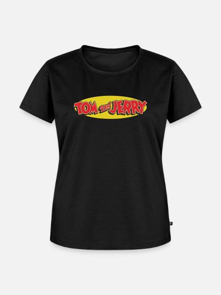 Tom Und Jerry Logo - Frauen Premium Bio T-Shirt - Schwarz