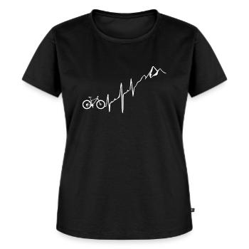 Heartbeat - Herzschlag - Fahrrad - MTB - Frauen Premium Bio T-Shirt - Schwarz - Vorne - Selfina (174cm)