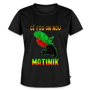 Drapeau et carte martinique cé fos an nou - T-shirt Premium bio Femme - noir - Devant - Selfina (174cm)