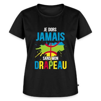 Drapeau Kabyle Berbère Amazigh Humour - T-shirt Premium bio Femme - noir - Devant - Selfina (174cm)