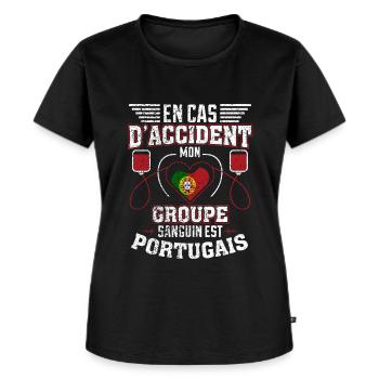 Portugais Groupe Sanguin Cadeau Portugal Football - T-shirt Premium bio Femme - noir - Devant - Selfina (174cm)