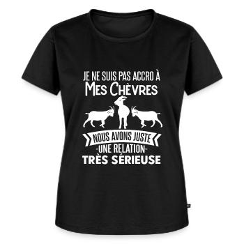 Chèvres Je Ne Suis Pas Accro Humour Fermier - T-shirt Premium bio Femme - noir - Devant - Selfina (174cm)