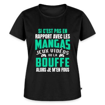 Cadeau Ado Geek Garçon Otaku Manga Et Jeux Vidéo - T-shirt Premium bio Femme - noir - Devant - Selfina (174cm)