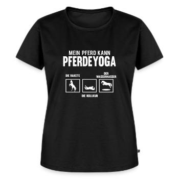 Mein Pferd kann Pferde Yoga Lustiger Reiterspruch - Frauen Premium Bio T-Shirt - Schwarz - Vorne - Selfina (174cm)
