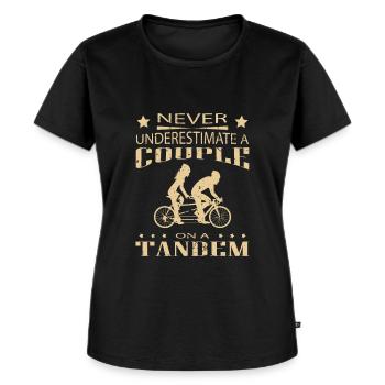 Never Underestimate A Couple On A Tandem Tandemrad - Frauen Premium Bio T-Shirt - Schwarz - Vorne - Selfina (174cm)