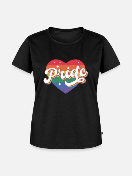 Pride Regenbogen Herz - Frauen Premium Bio T-Shirt - Schwarz