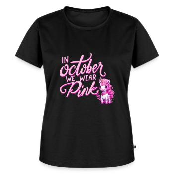 Brustkrebs Oktober Rosa Einhornband - Frauen Premium Bio T-Shirt - Schwarz - Vorne - Selfina (174cm)