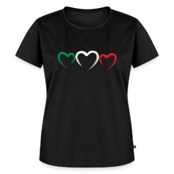 Italien Flagge Italienisches Herz EKG Reisen - Frauen Premium Bio T-Shirt - Schwarz - Vorne - Selfina (174cm)