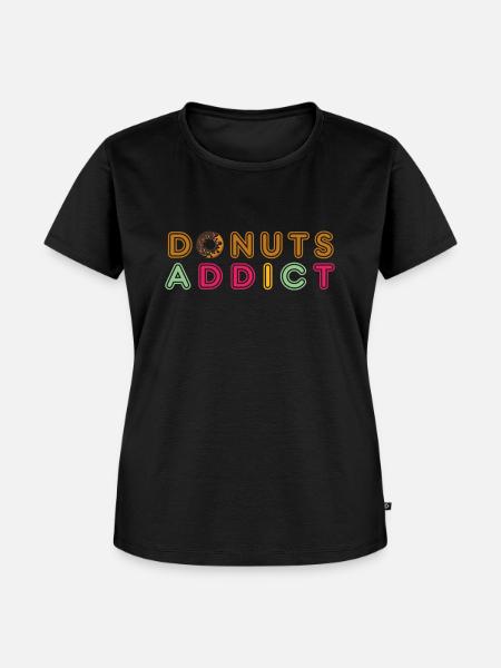 Donuts süchtig choco - Frauen Premium Bio T-Shirt - Schwarz