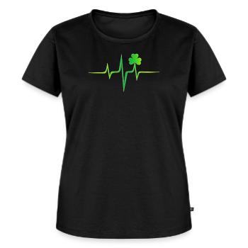 Herzschlag Irisch Puls Kleeblatt St. Patricks Day - Frauen Premium Bio T-Shirt - Schwarz - Vorne - Selfina (174cm)