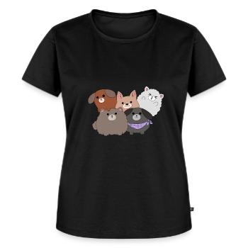 Kawaii Hunde - Frauen Premium Bio T-Shirt - Schwarz - Vorne - Selfina (174cm)