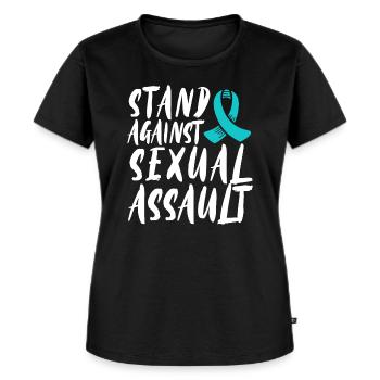 Stand gegen sexuelle Übergriffe Bewusstsein Gewalt - Frauen Premium Bio T-Shirt - Schwarz - Vorne - Selfina (174cm)