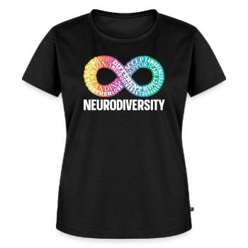 Neurodiversité Neurodivergent Rainbow Infinity - T-shirt Premium bio Femme - noir - Devant - Selfina (174cm)